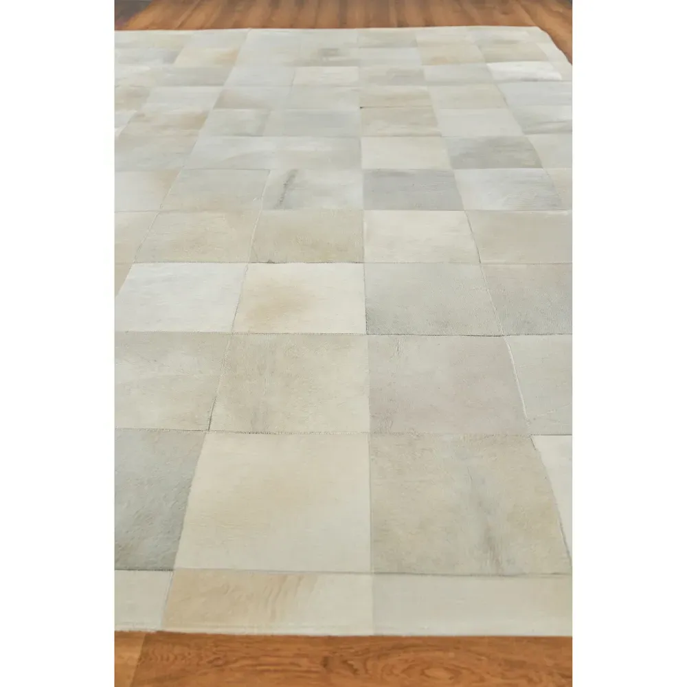 Lucas Square Patterned Rug Sample - Ivory, Hide