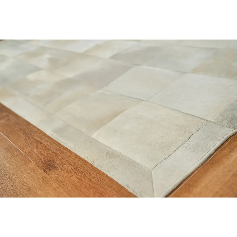 Lucas Square Patterned Rug Sample - Ivory, Hide