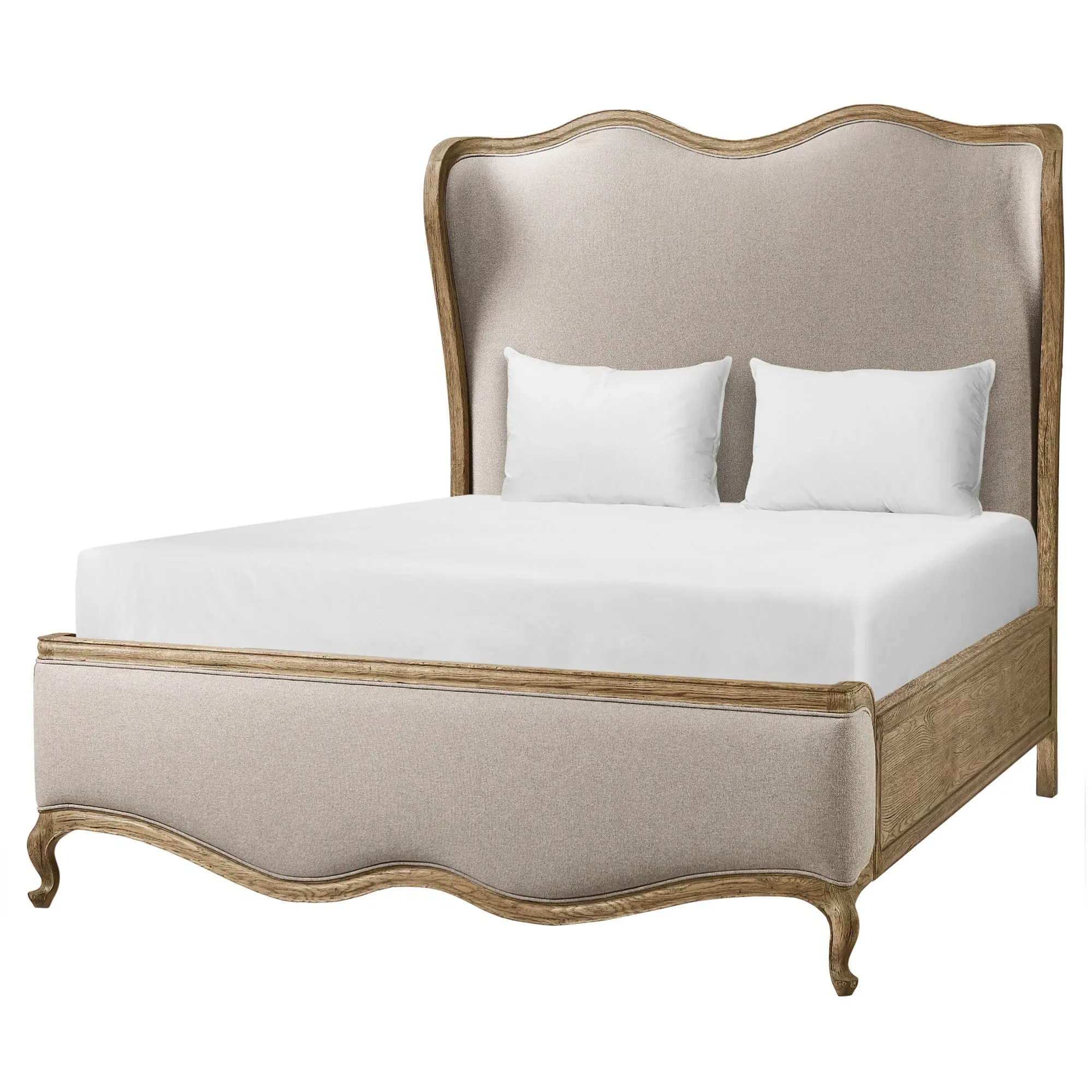 Lucca Queen Size Wingback Bed - Brown, Oak image