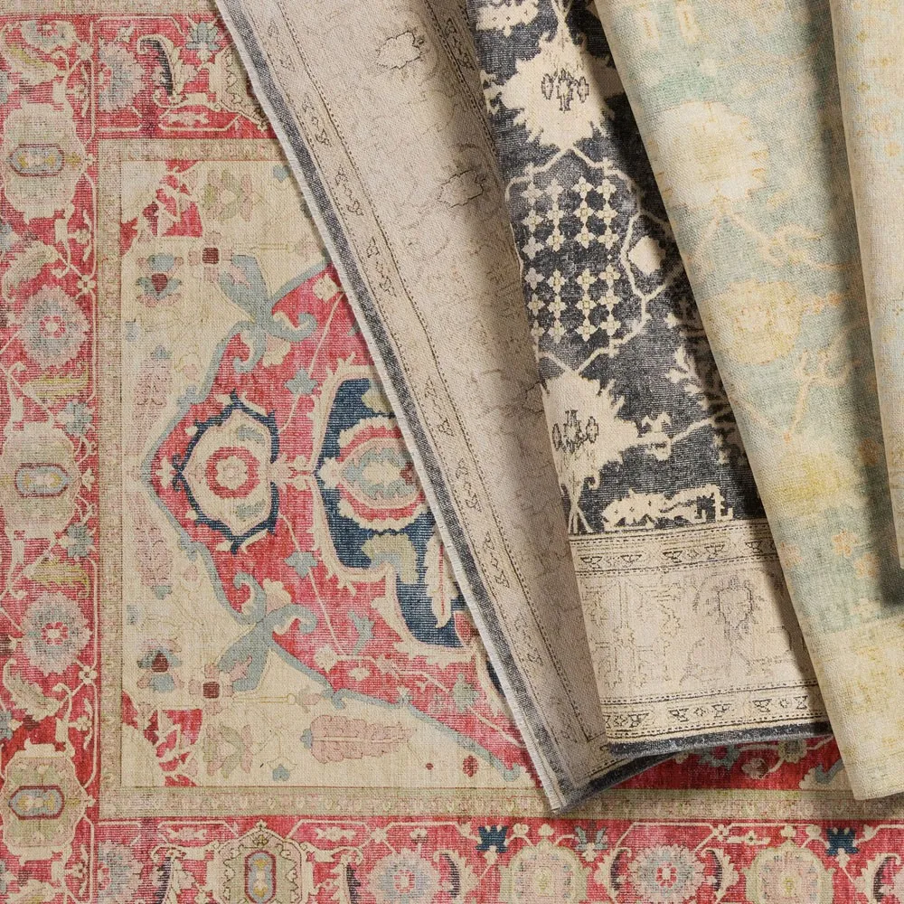 Luciana Medallion Patterned Rug Sample - Navy, Cotton