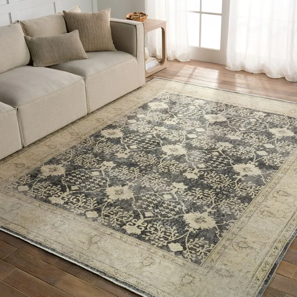 Luciana Medallion Patterned Rug Sample - Navy, Cotton