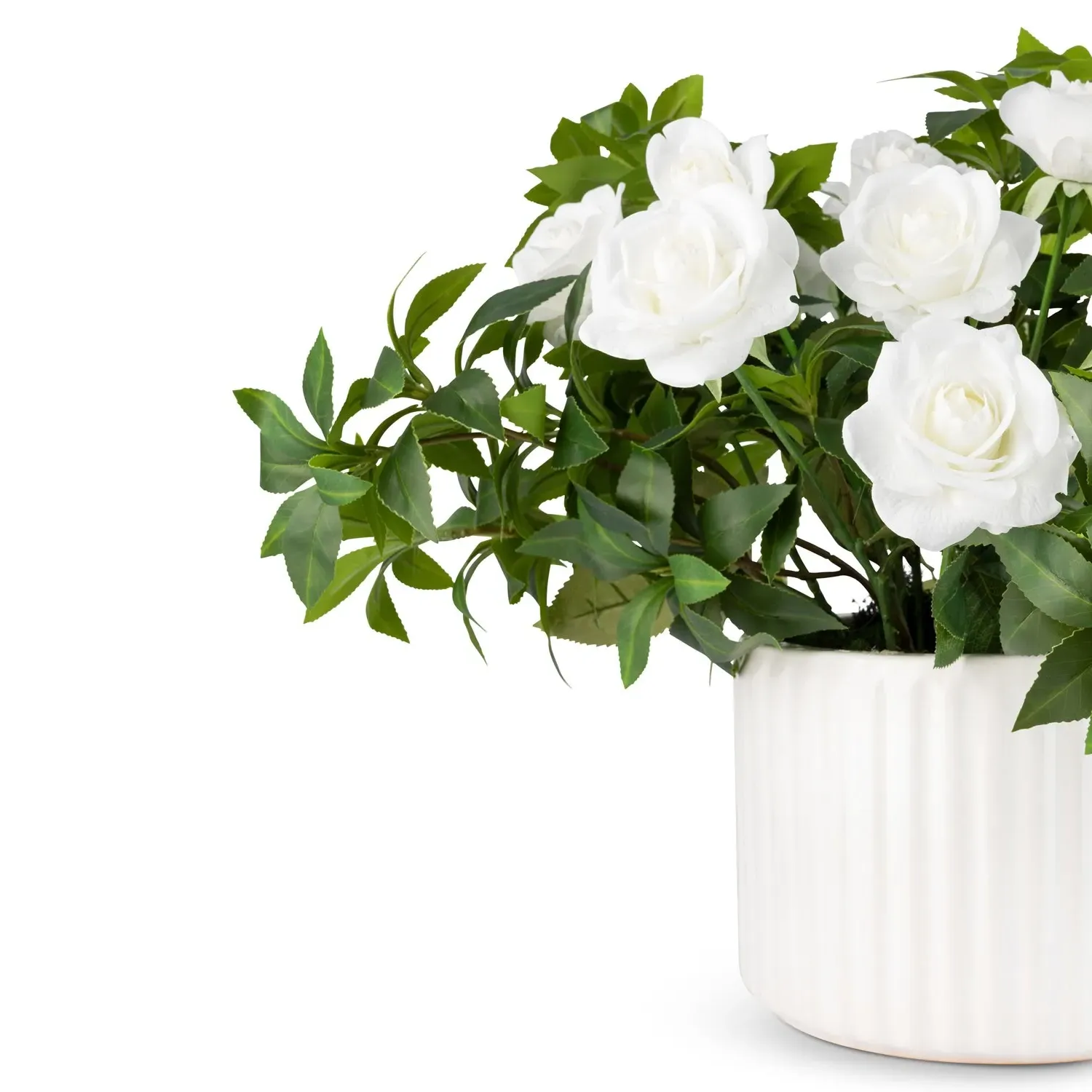 Lucielle Rose Bush Faux Floral Arrangement - White