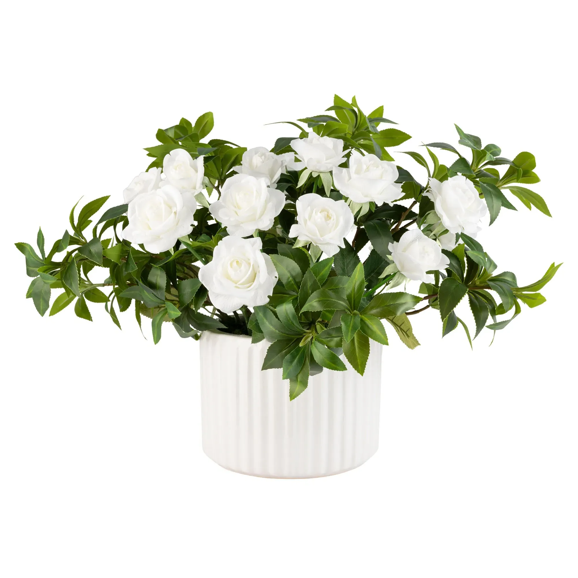 Lucielle Rose Bush Faux Floral Arrangement - White