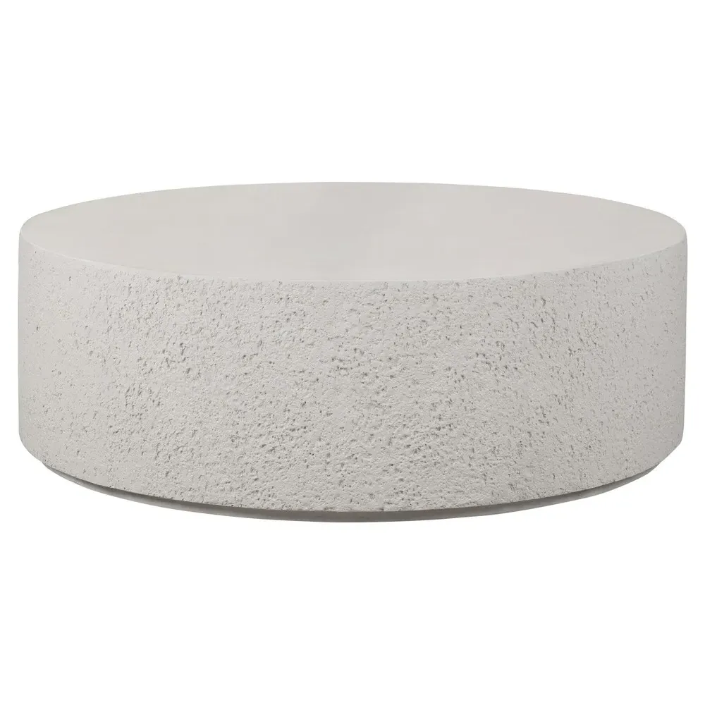 Lucienne Round Outdoor Coffee Table - White, Concrete