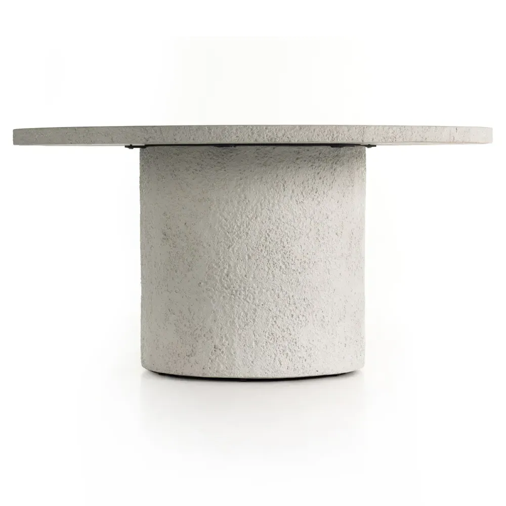 Lucienne Round Outdoor Dining Table - White, Concrete