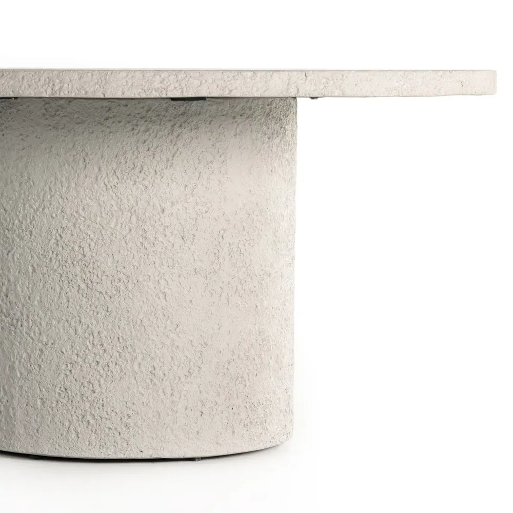 Lucienne Round Outdoor Dining Table - White, Concrete