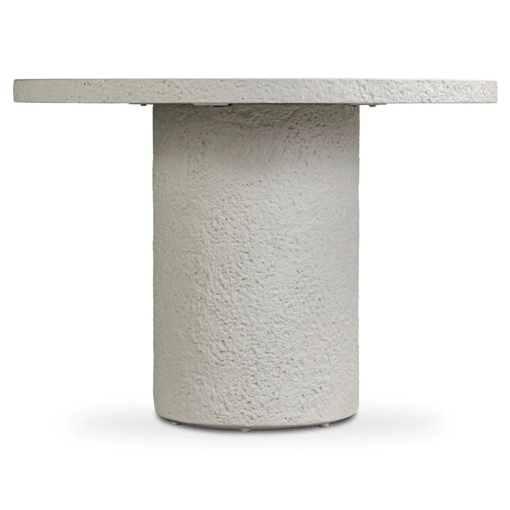 Lucienne Round Outdoor Dining Table - White, Concrete