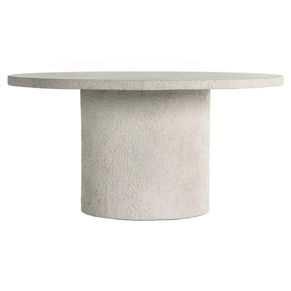 Lucienne Round Outdoor Dining Table - White, Concrete