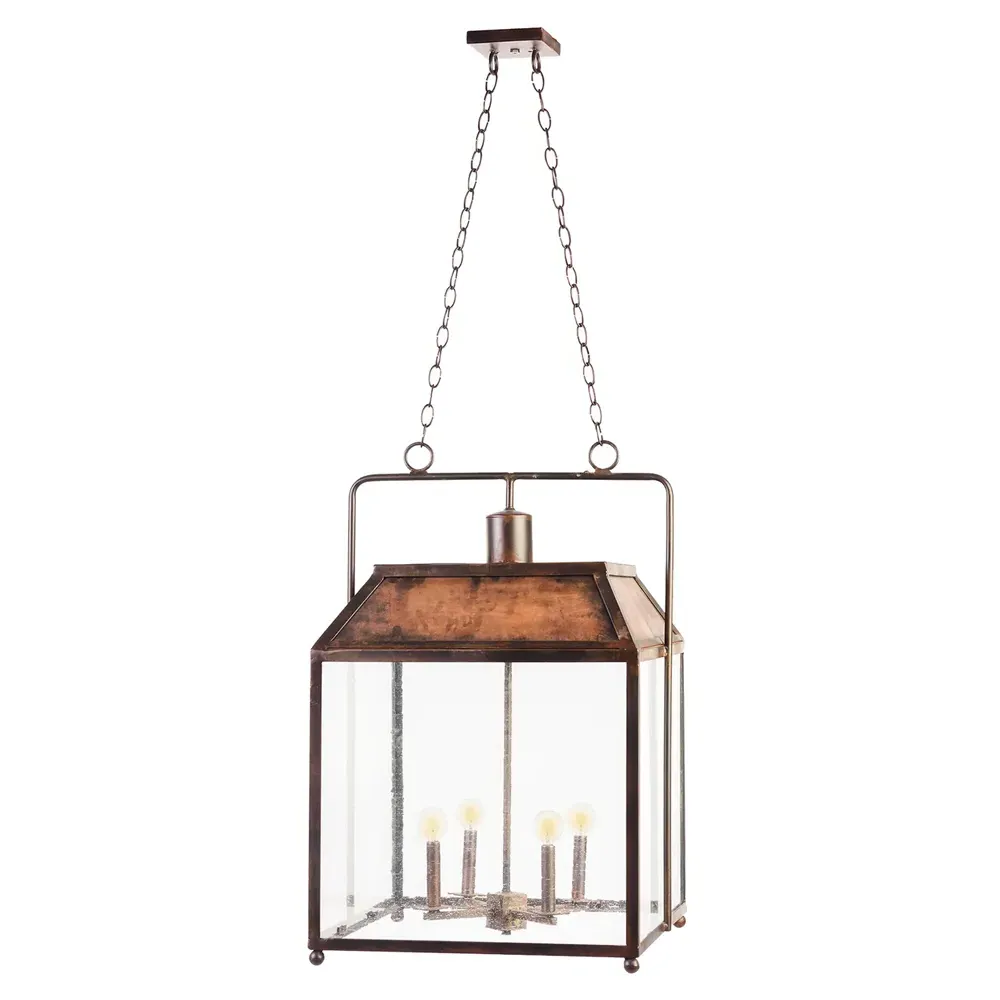Lucienne Square Lantern - Brown, Steel