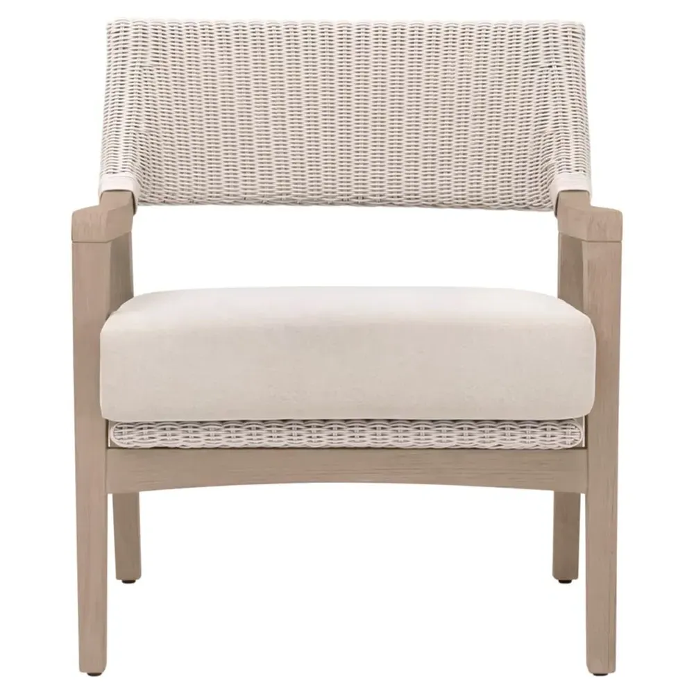 Lucile Woven Wicker Outdoor Arm Chair - Cream, Teak