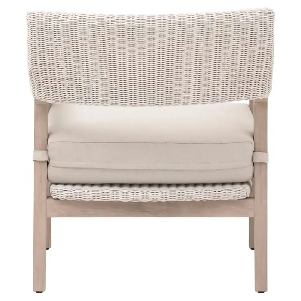 Lucile Woven Wicker Outdoor Arm Chair - Cream, Teak