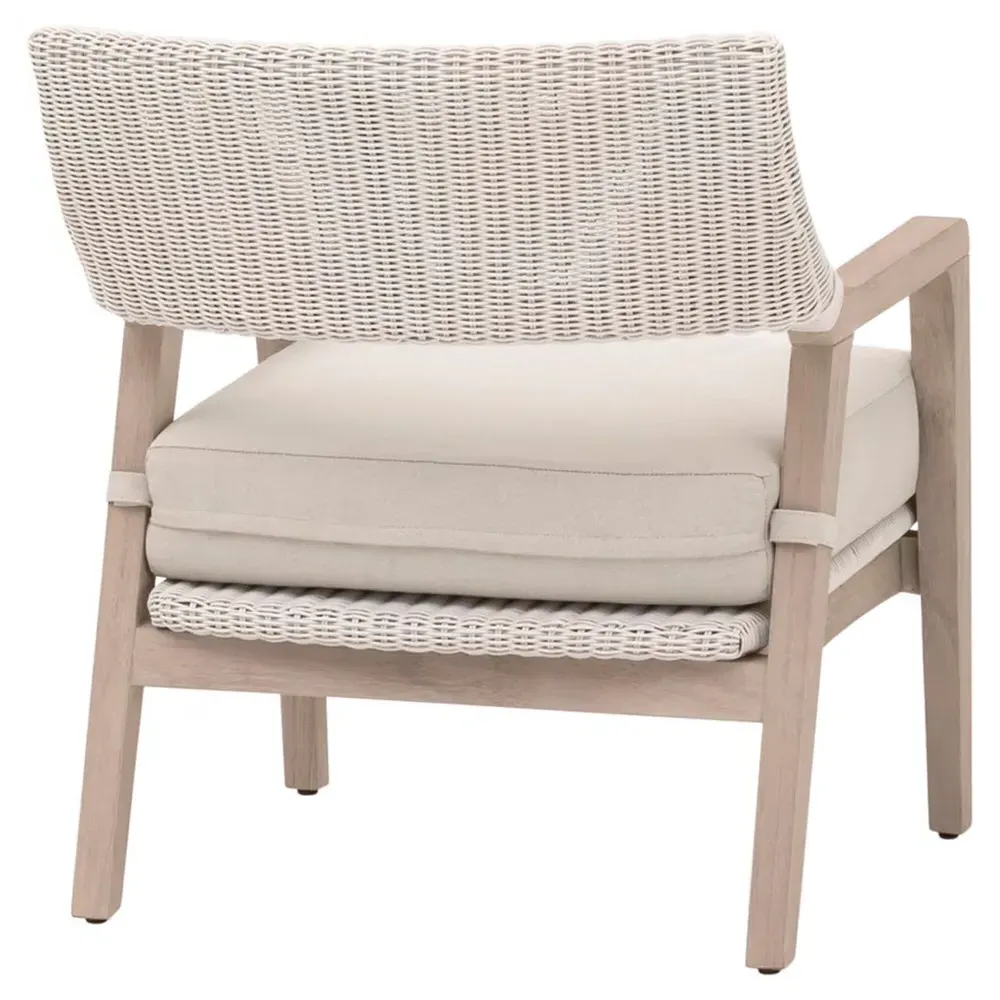 Lucile Woven Wicker Outdoor Arm Chair - Cream, Teak