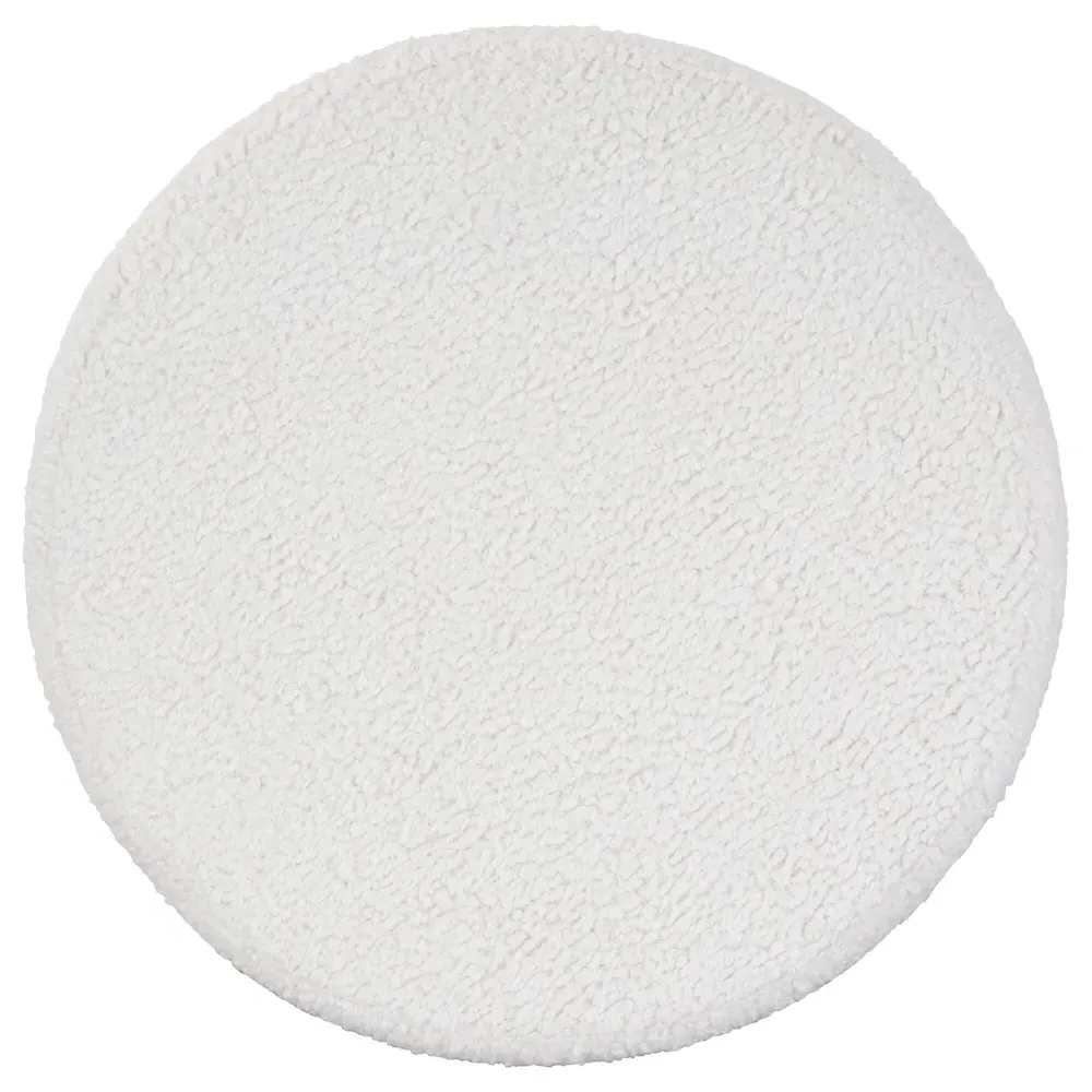 Lucilla Round Ottoman - White, Boucle