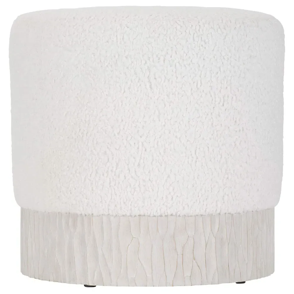 Lucilla Round Ottoman - White, Boucle image
