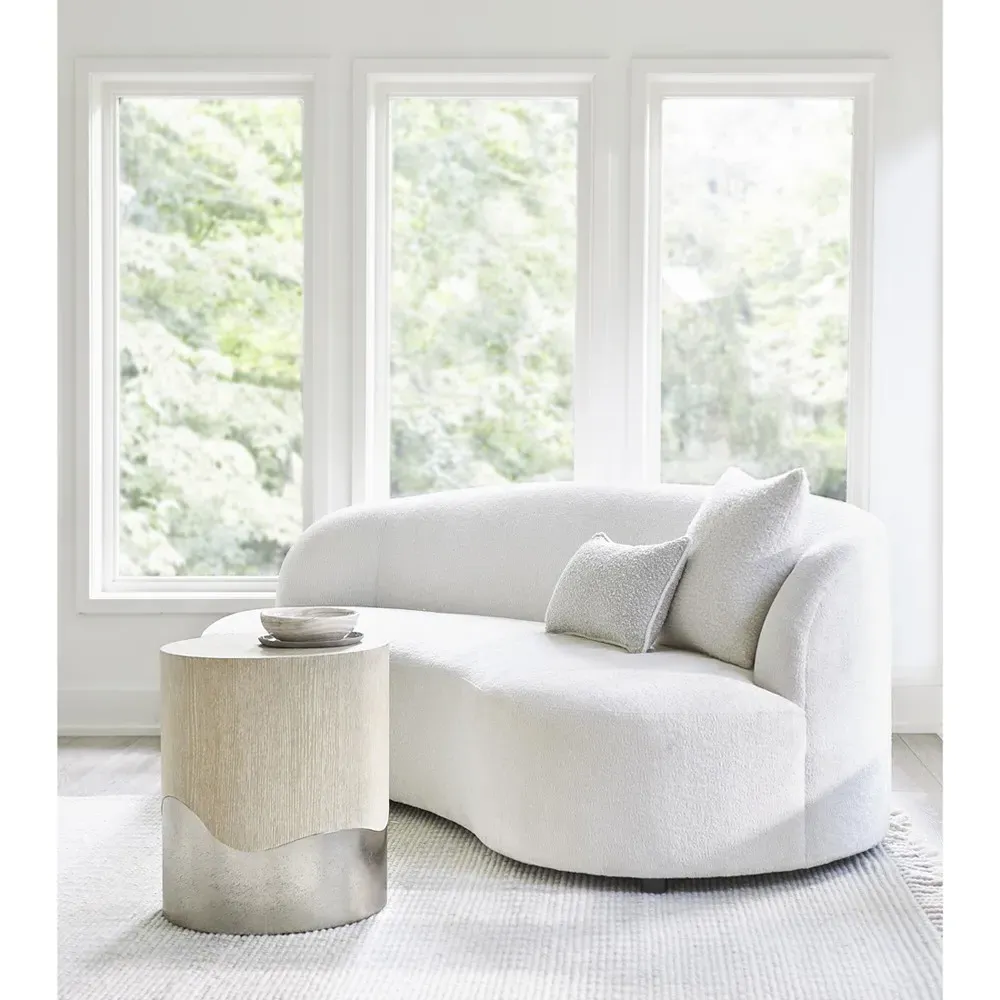 Lucilla Wave Accent Drum Side Table - Brown, Ash Wood