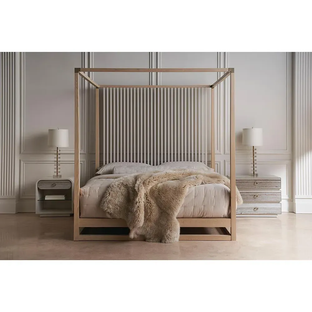 Lucius King Size Canopy Bed - Brown, Oak