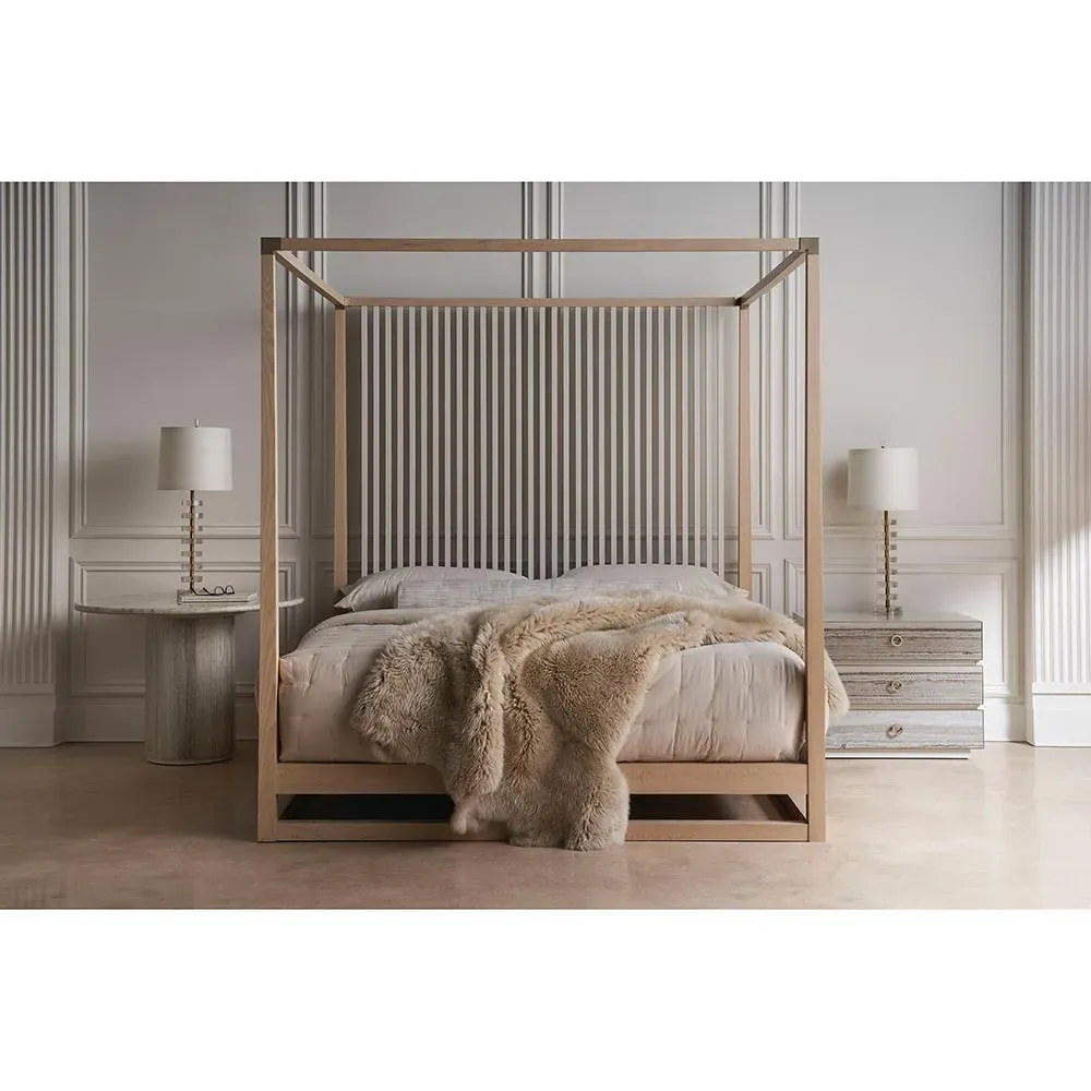 Lucius King Size Canopy Bed - Brown, Oak
