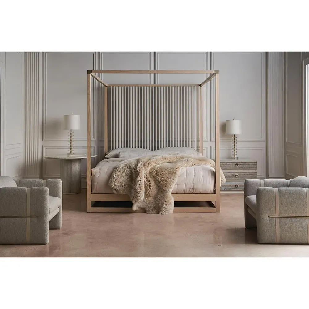 Lucius King Size Canopy Bed - Brown, Oak