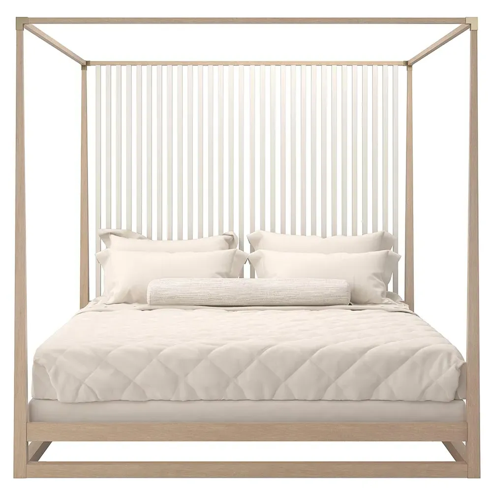 Lucius King Size Canopy Bed - Brown, Oak