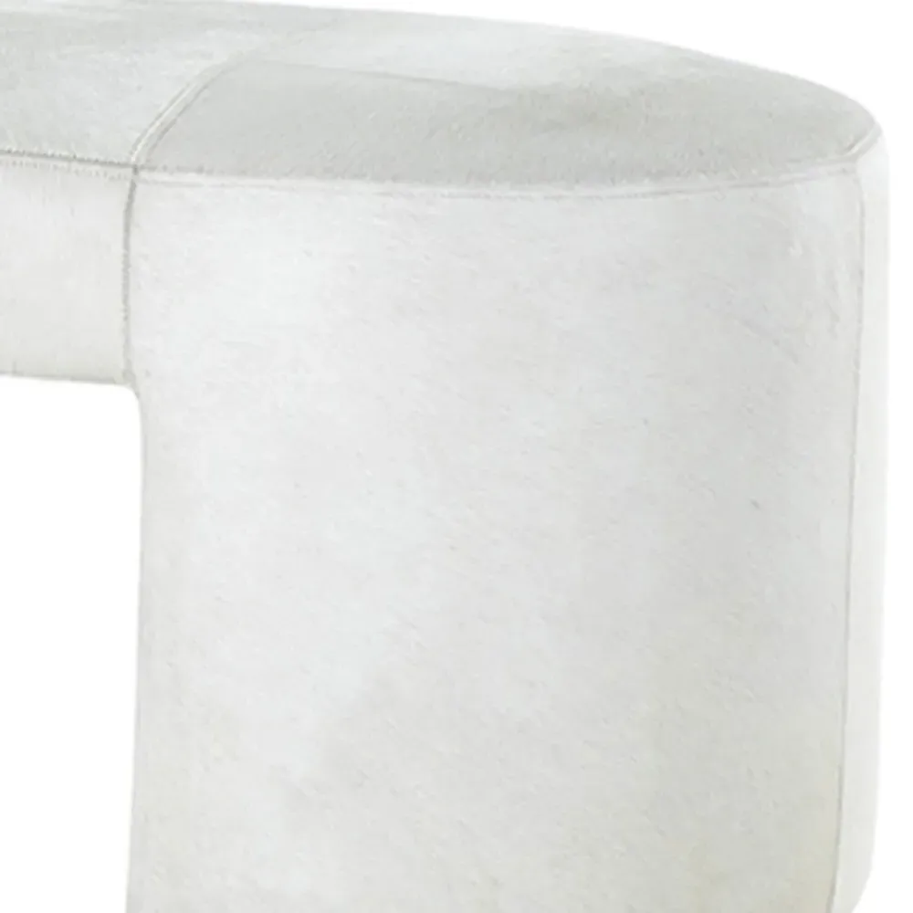 Lucius Oval Bench - White, Hair On Hide