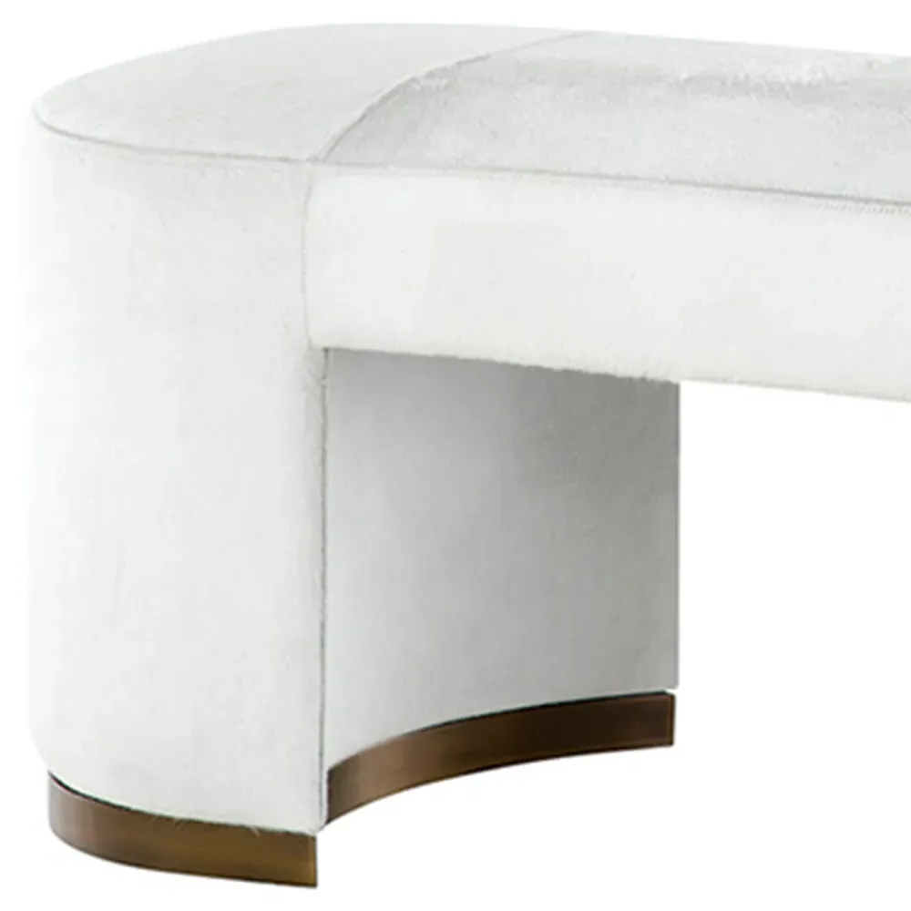 Lucius Oval Bench - White, Hair On Hide