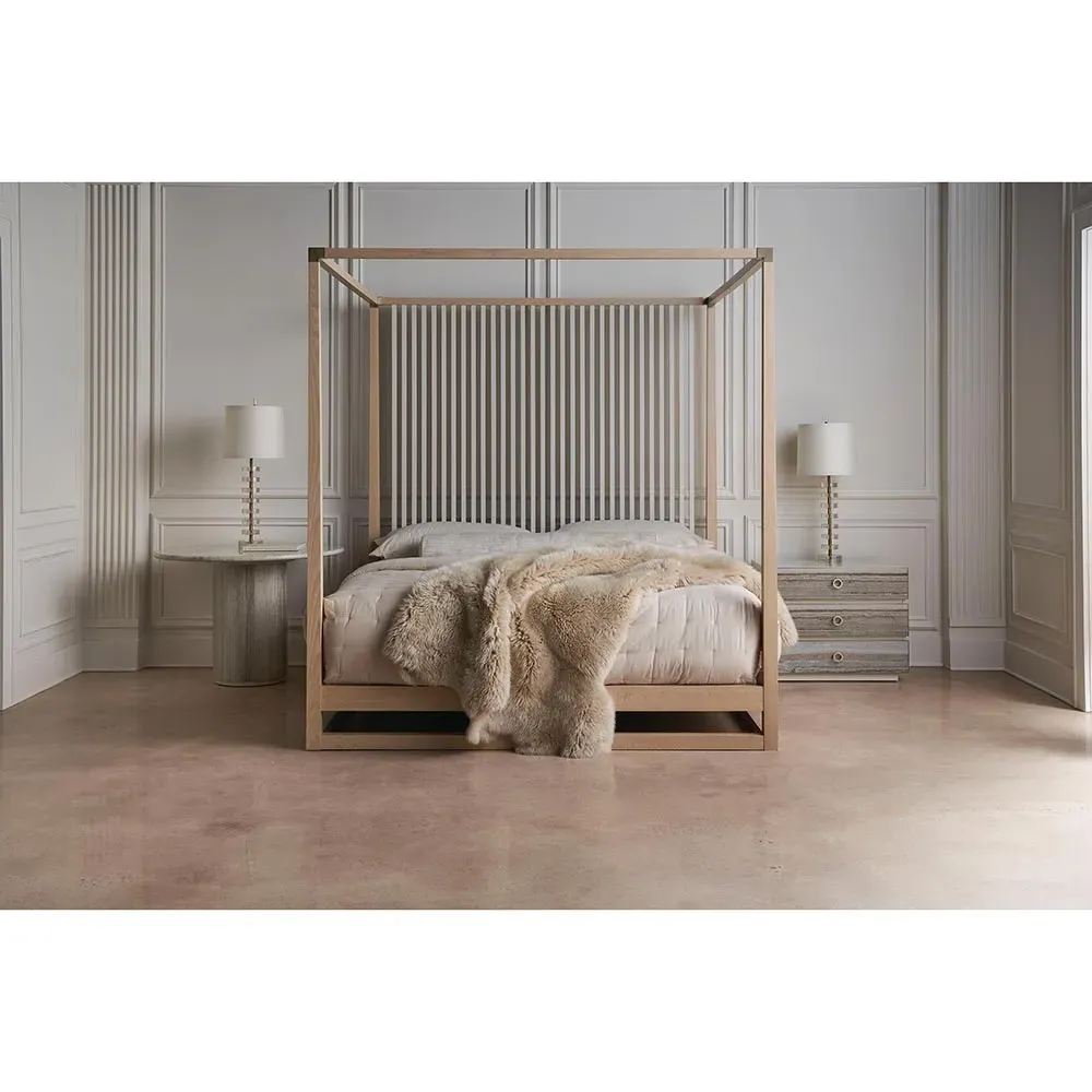 Lucius Queen Size Canopy Bed - Brown, Oak