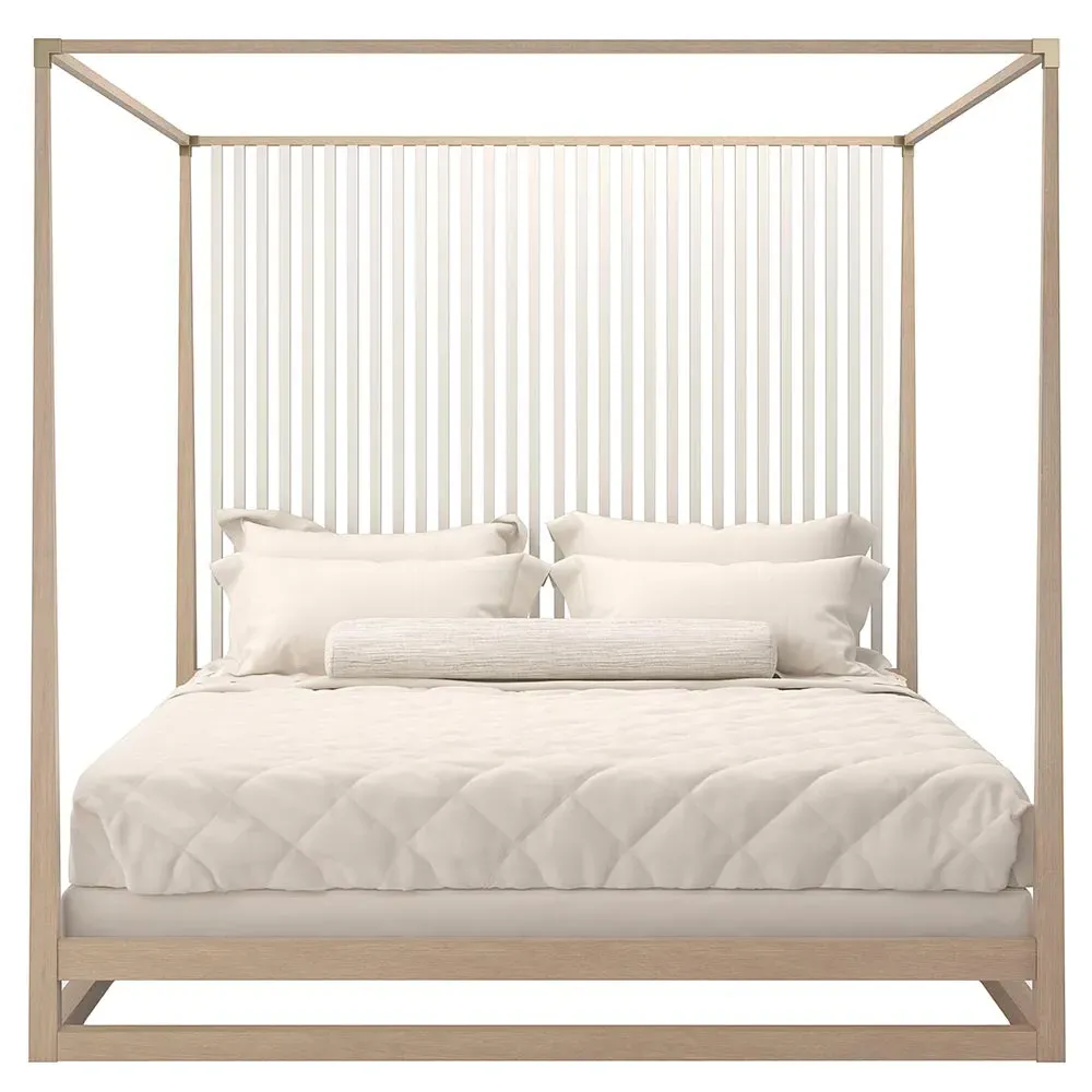 Lucius Queen Size Canopy Bed - Brown, Oak image