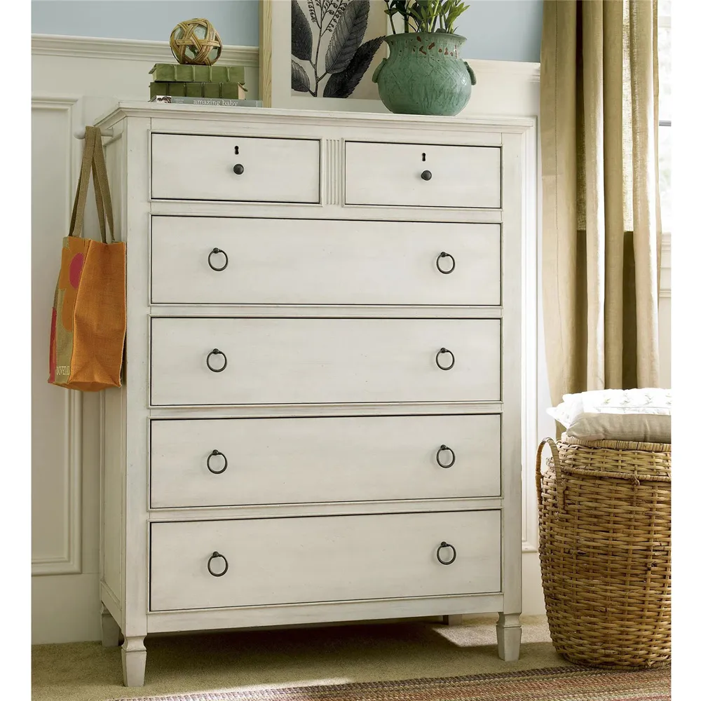 Lucraine 6 Drawer Tall Chest Dresser - Off White, Wood