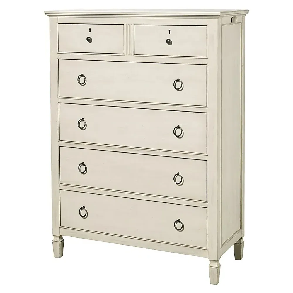Lucraine 6 Drawer Tall Chest Dresser - Off White, Wood image