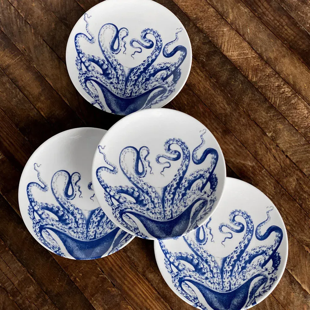 Lucy Canape Plate Set of 4 - Blue, Porcelain