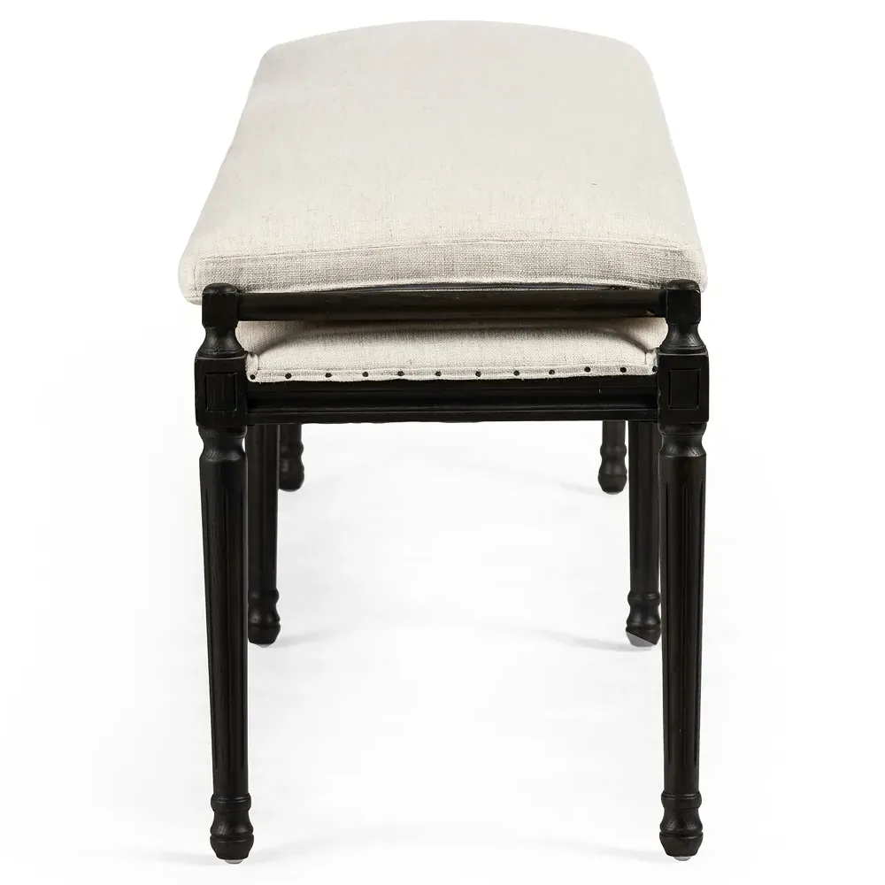 Lucy French Dining Bench with Nailhead Trim - Cream, Oak