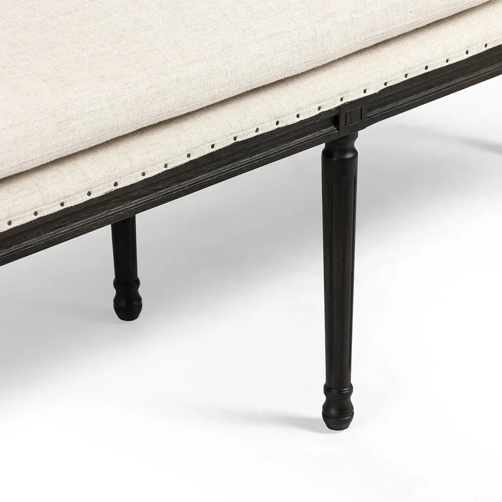 Lucy French Dining Bench with Nailhead Trim - Cream, Oak