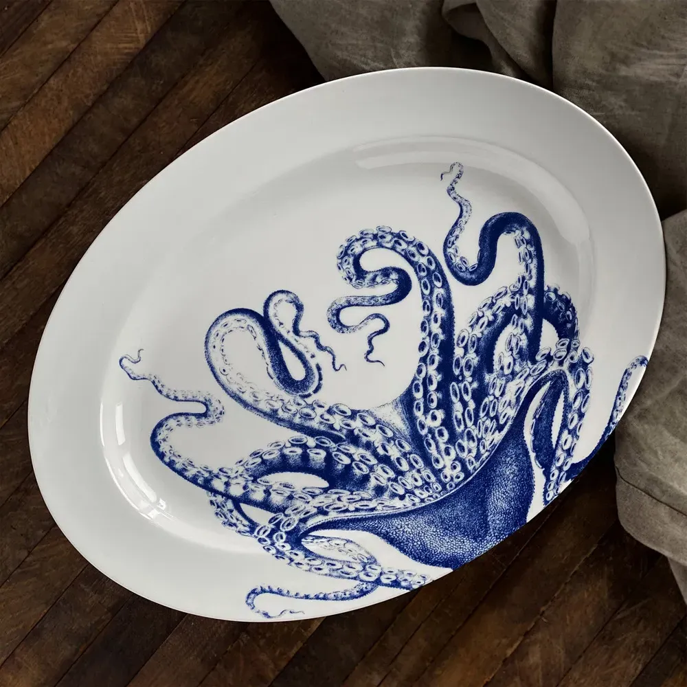 Lucy Oval Platter - Blue, Porcelain