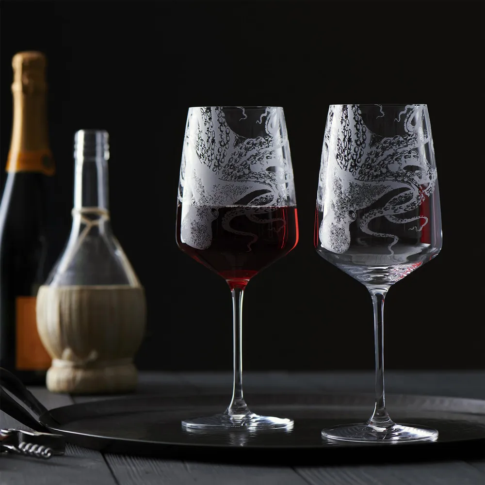 Lucy Red Wine Glass Set of 2 - Clear, Crystal