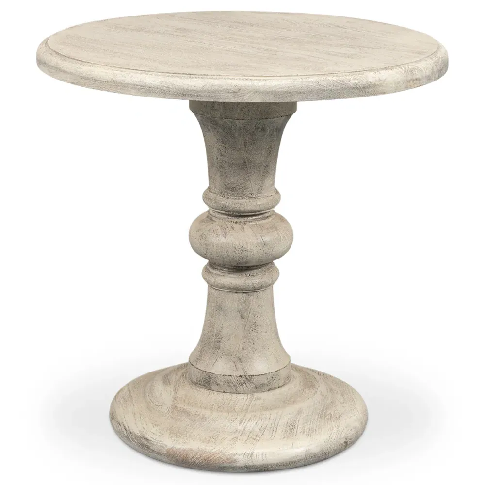 Lucy Round Pedestal End Table - Natural, Mango Wood