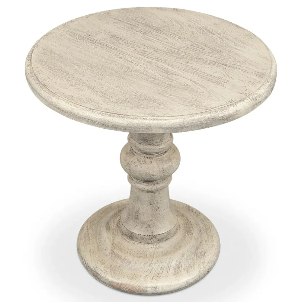 Lucy Round Pedestal End Table - Natural, Mango Wood