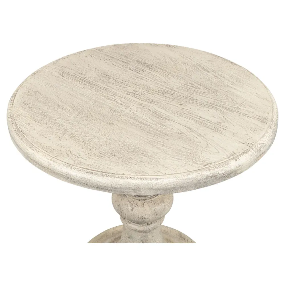 Lucy Round Pedestal End Table - Natural, Mango Wood