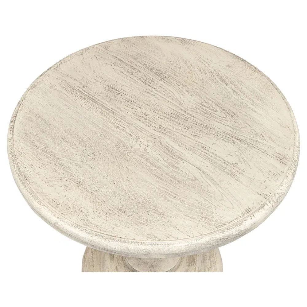 Lucy Round Pedestal End Table - Natural, Mango Wood