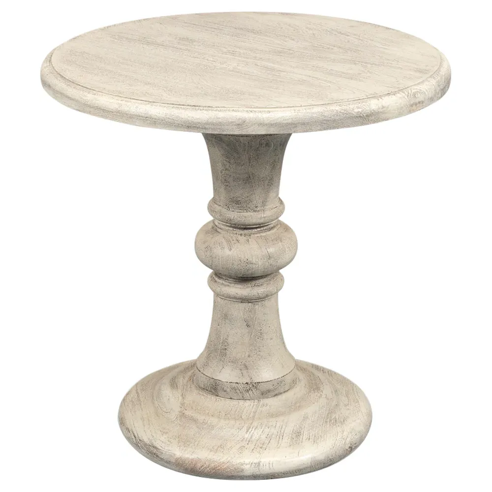 Lucy Round Pedestal End Table - Natural, Mango Wood image
