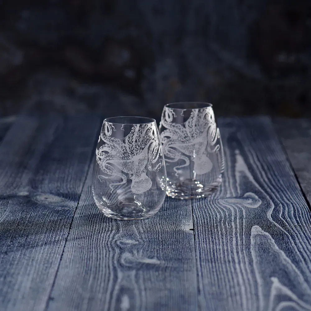 Lucy Stemless Wine Glass Set of 2 - Clear, Crystal