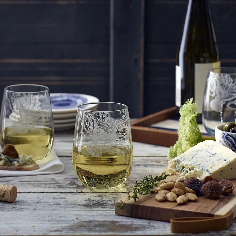 Lucy Stemless Wine Glass Set of 2 - Clear, Crystal