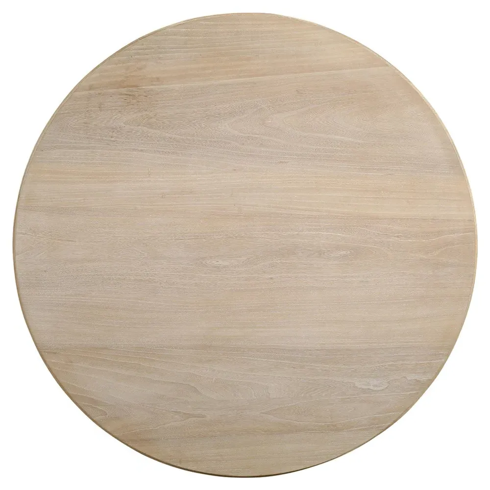 Luella Round Coffee Table - White Wash, Pine