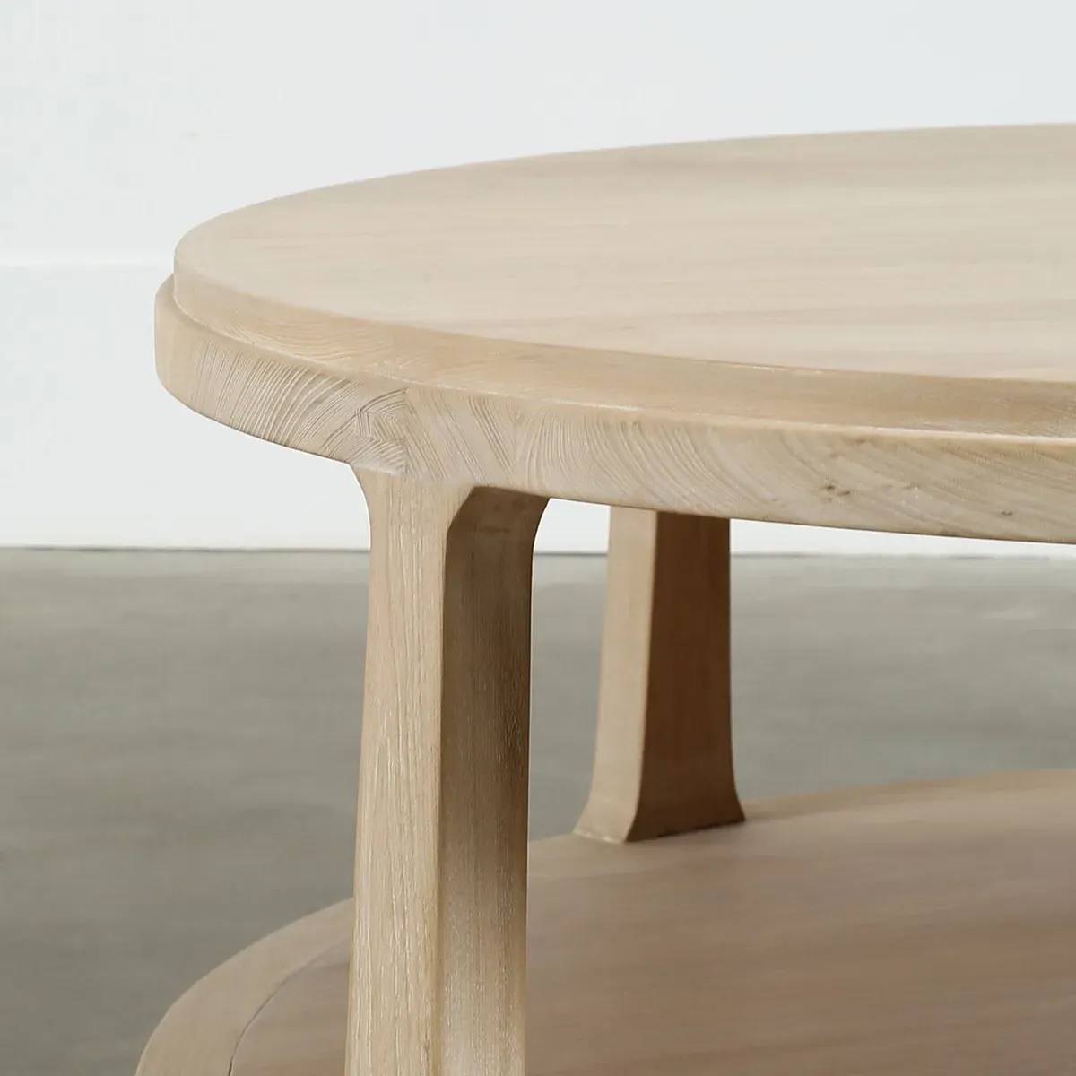 Luella Round Coffee Table - White Wash, Pine