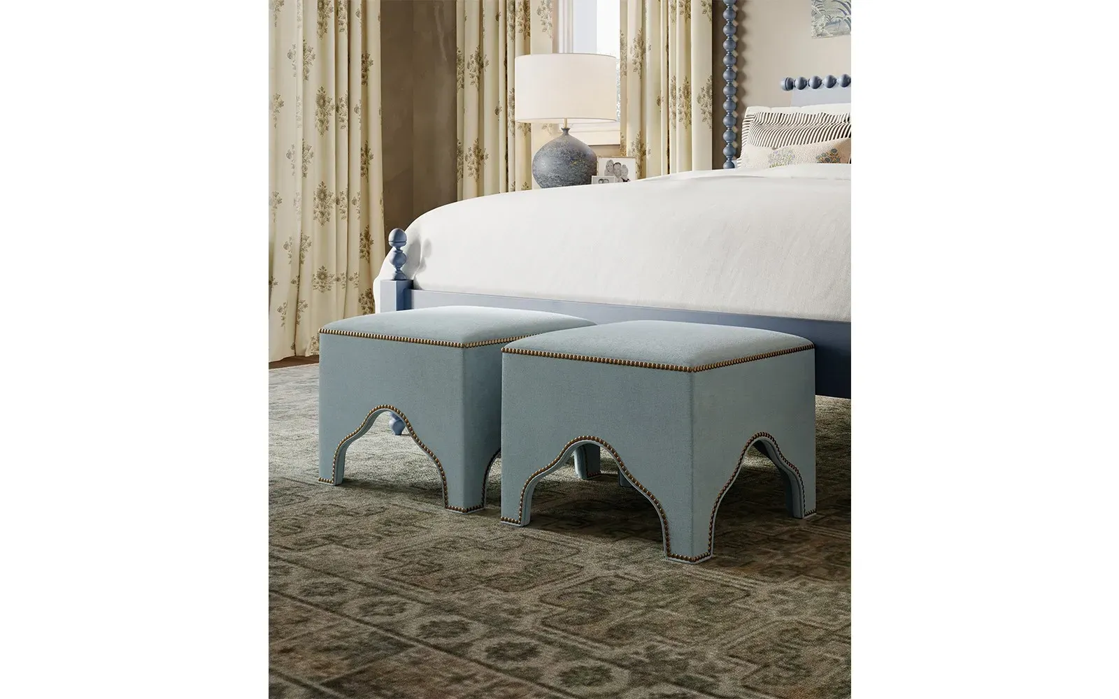 Luiza Performance Velvet Ottoman - Spring Breeze