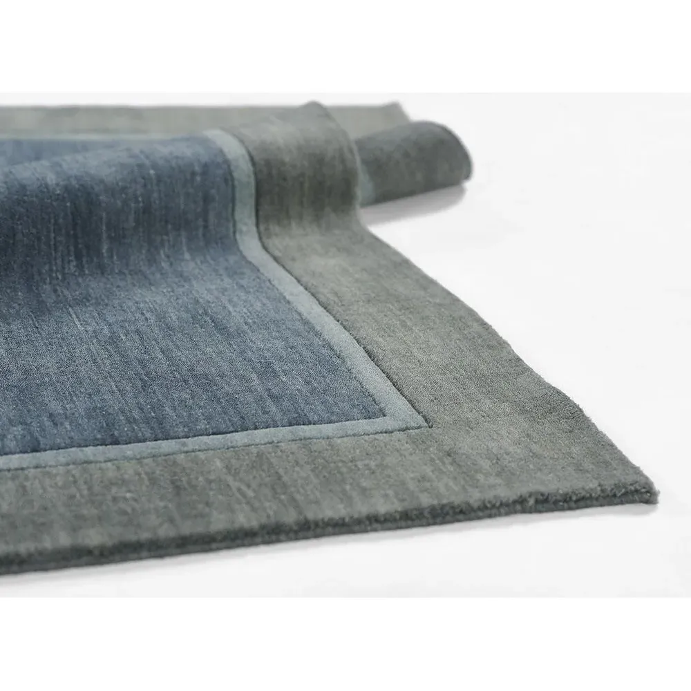 Luka Border Solid Rug - Blue, Wool