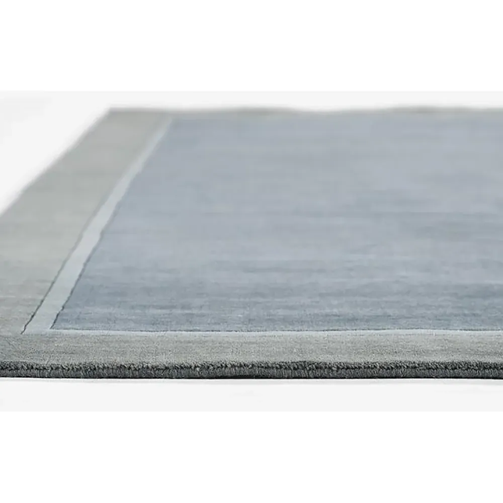 Luka Border Solid Rug - Blue, Wool