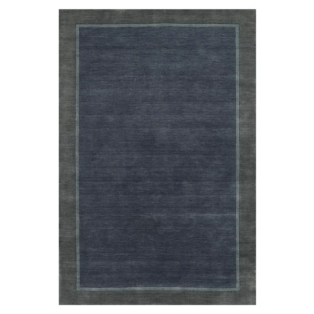 Luka Border Solid Rug - Blue, Wool