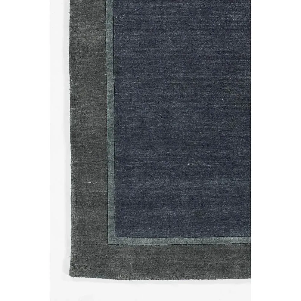 Luka Border Solid Rug - Blue, Wool