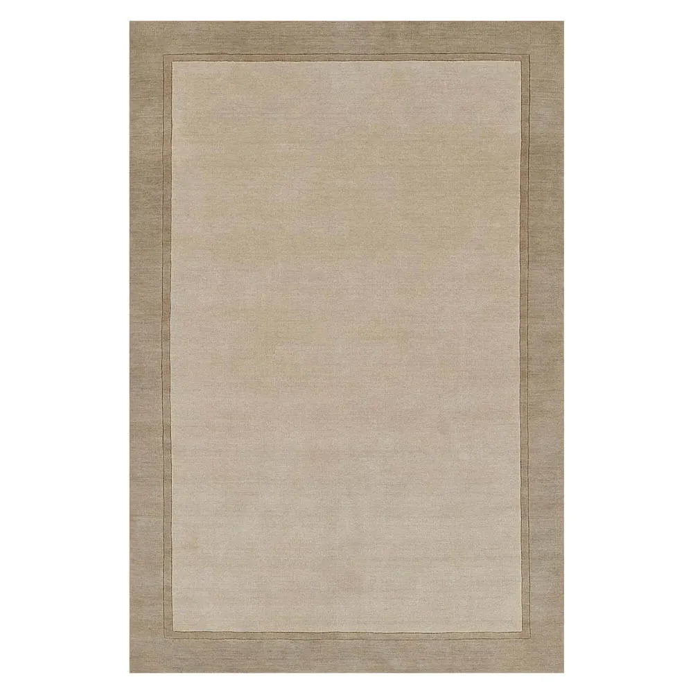 Luka Border Solid Rug - Taupe, Wool