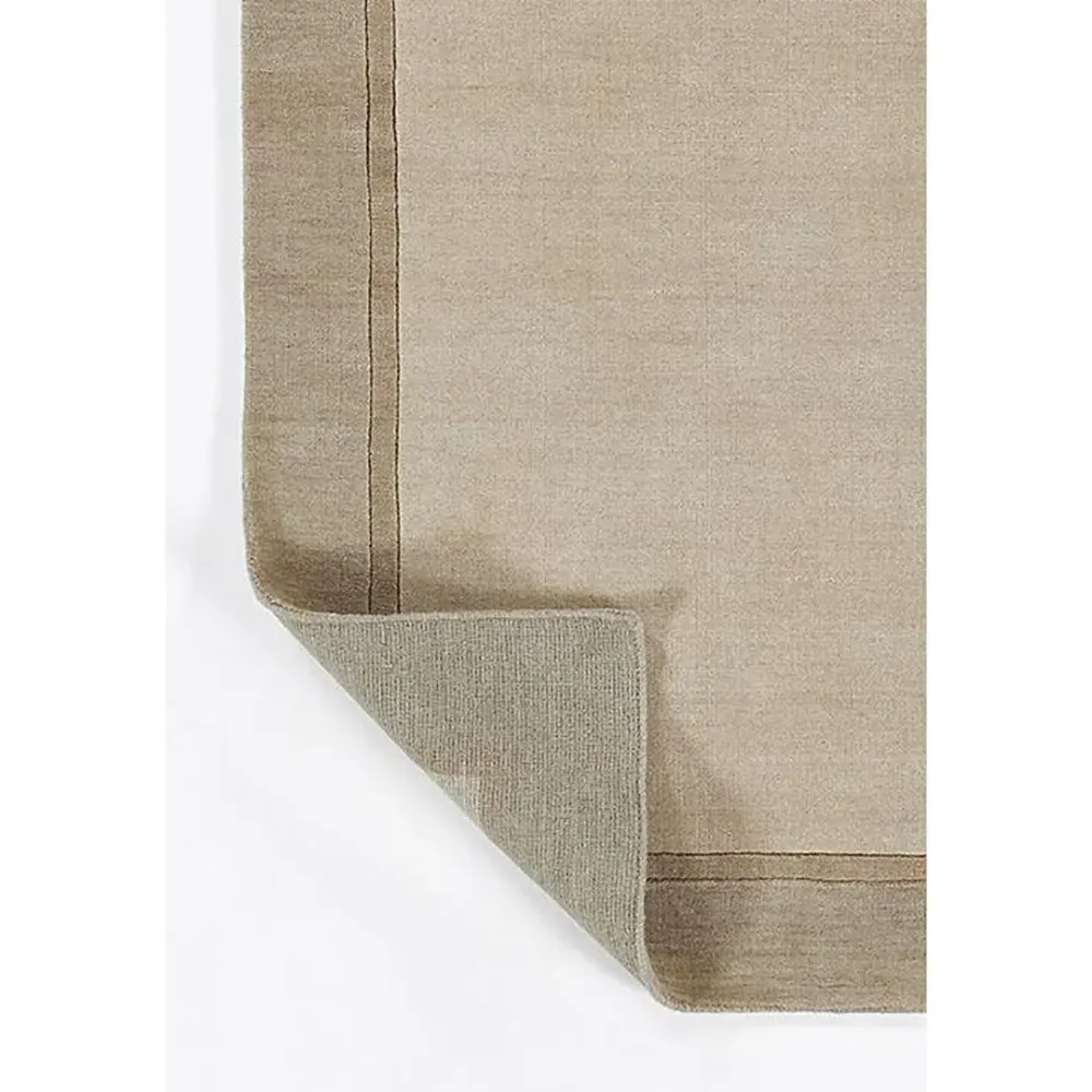 Luka Border Solid Rug - Taupe, Wool